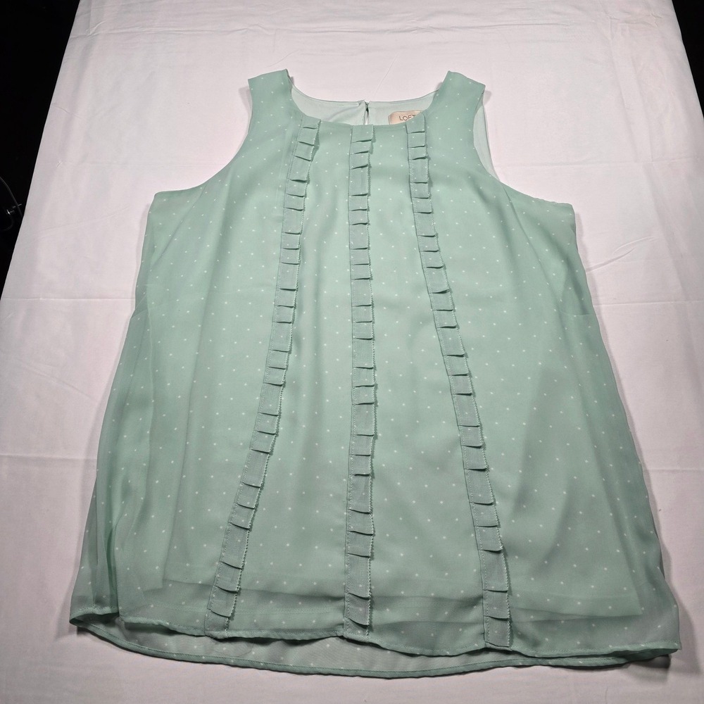 LOFT Cottagecore Mint Green Chiffon Sleeveless Blouse Women's Small